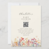 Modern, Wildflower, QR-code, Baby shower, (Voorkant)