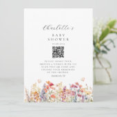 Modern, Wildflower, QR-code, Baby shower, (Staand voorkant)
