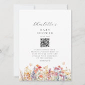 Modern, Wildflower, QR-code, Baby shower, (Voorkant)