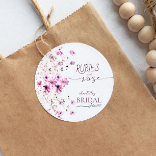 Modern Wildflower Ruby Roos Vrijgezellenfeest Stic Ronde Sticker