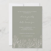 Modern Wildflower Sage Green Wedding Kaart (Voorkant)