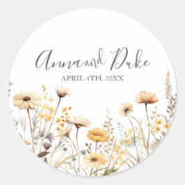 Modern Wildflower Script Ronde Sticker