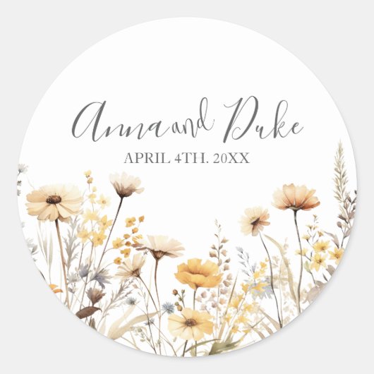 Modern Wildflower Script Ronde Sticker (Voorkant)