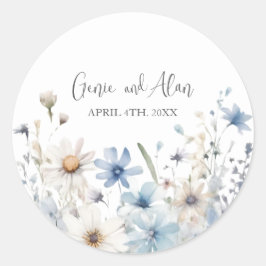 Modern Wildflower Script Ronde Sticker