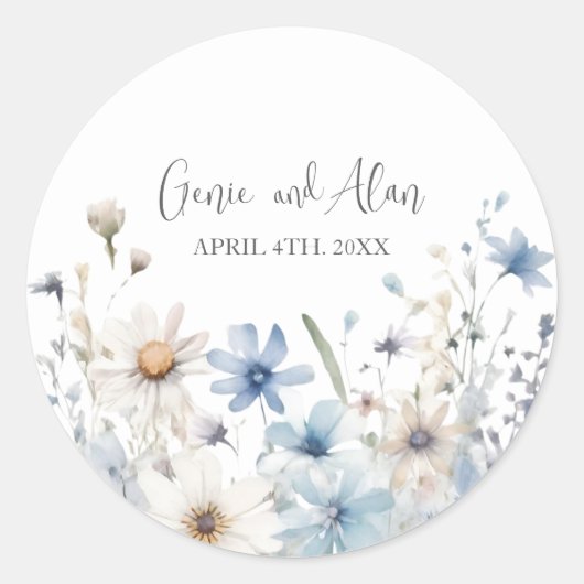 Modern Wildflower Script Ronde Sticker (Voorkant)