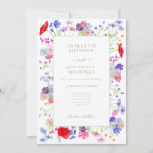 Modern Wildflower Waterverf Bruiloft Kaart (Voorkant)