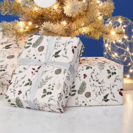Modern Wildflower Waterverf kerstpatroon Cadeaupapier