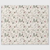 Modern Wildflower Waterverf kerstpatroon Cadeaupapier (Vlak)