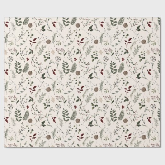 Modern Wildflower Waterverf kerstpatroon Cadeaupapier (Vlak)