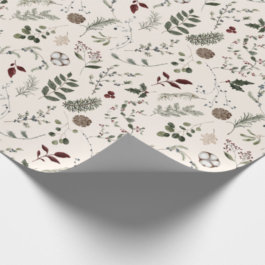 Modern Wildflower Waterverf kerstpatroon Cadeaupapier (Hoek)