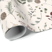 Modern Wildflower Waterverf kerstpatroon Cadeaupapier (Rol Hoek)