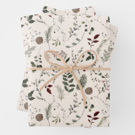 Modern Wildflower Waterverf kerstpatroon Inpakpapier Vel