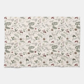 Modern Wildflower Waterverf kerstpatroon Theedoek (Horizontaal)