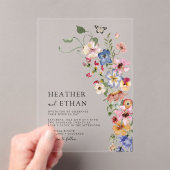 Modern Wildflower Wedding Acryl Uitnodigingen (Insitu (Draagbaar))