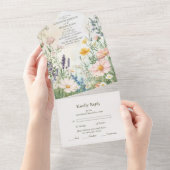 Modern Wildflower Wedding All In One Uitnodiging (Afscheurbaar)