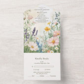 Modern Wildflower Wedding All In One Uitnodiging (Binnen)