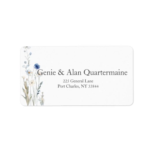 Modern Wildflower Wedding Etiket (Voorkant)