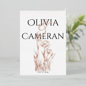 Modern Wildflower Wedding Folie Uitnodiging (Staand Voorkant)