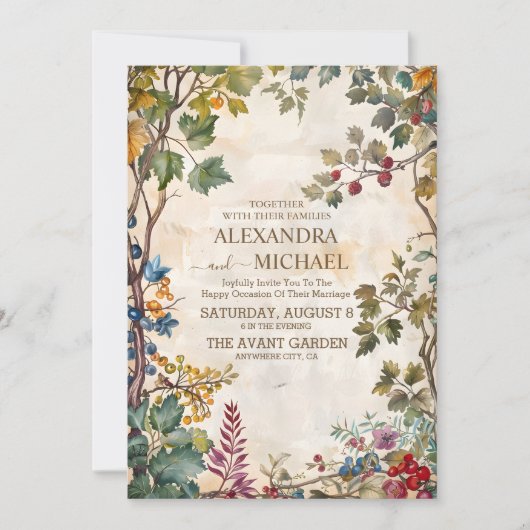 Modern Wildflower Wedding Kaart (Voorkant)