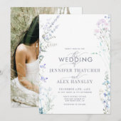 Modern Wildflower Wedding Kaart (Voorkant / Achterkant)