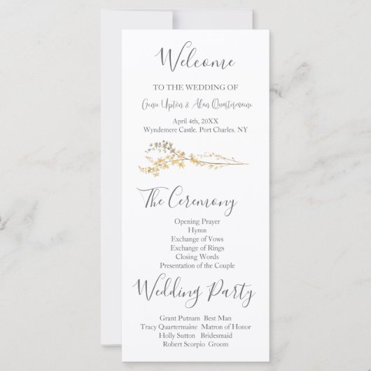 Modern Wildflower Wedding Programma (Voorkant)