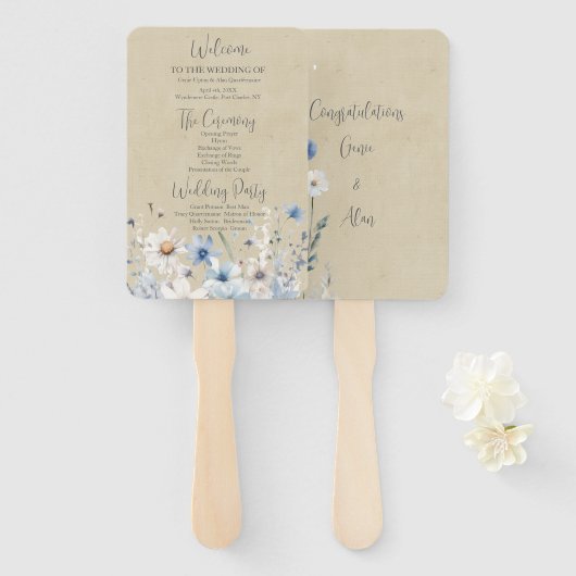 Modern Wildflower Wedding Programma Handwaaier (Voorkant en achterkant)