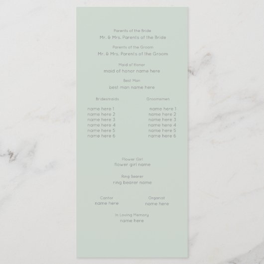 Modern Wildflower Wedding Programma Programmakaart (Achterkant)