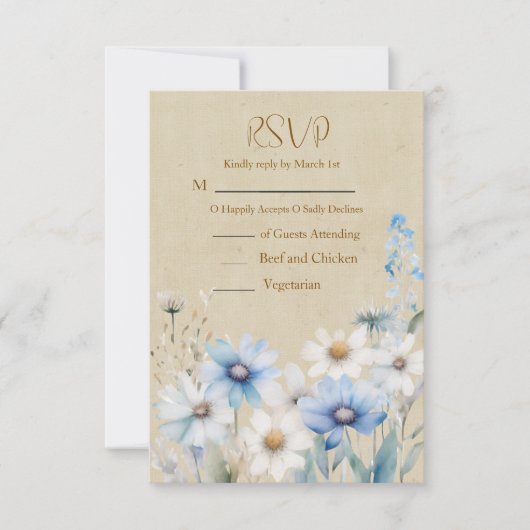 Modern Wildflower Wedding RSVP Kaartje (Voorkant)