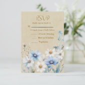 Modern Wildflower Wedding RSVP Kaartje (Staand voorkant)