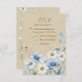 Modern Wildflower Wedding RSVP Kaartje (Voorkant / Achterkant)