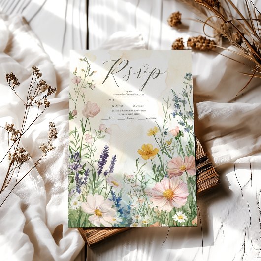 Modern Wildflower Wedding RSVP Kaartje