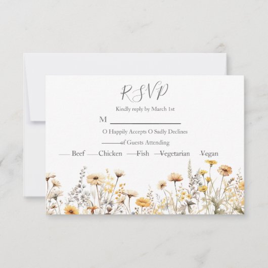 Modern Wildflower Wedding RSVP Kaartje (Voorkant)