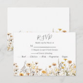 Modern Wildflower Wedding RSVP Kaartje (Voorkant / Achterkant)