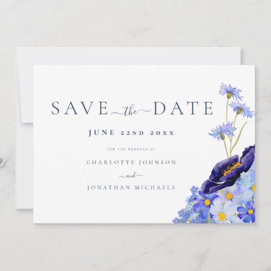 Modern Wildflower Wedding Save The Date (Voorkant)