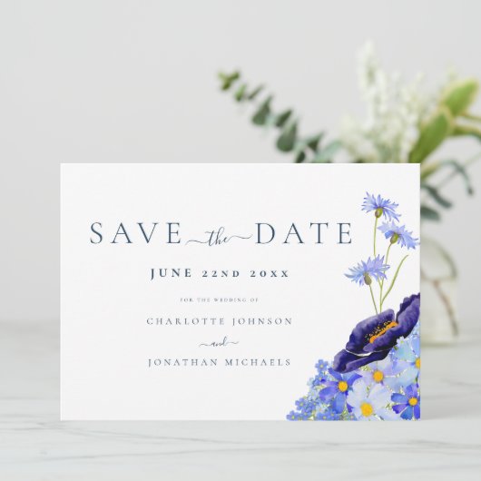 Modern Wildflower Wedding Save The Date (Staand voorkant)