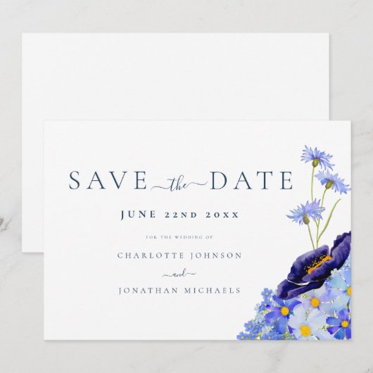 Modern Wildflower Wedding Save The Date (Voorkant / Achterkant)