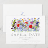 Modern Wildflower Wedding Save The Date (Voorkant / Achterkant)