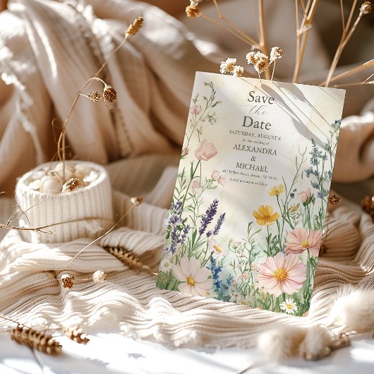 Modern Wildflower Wedding Save The Date