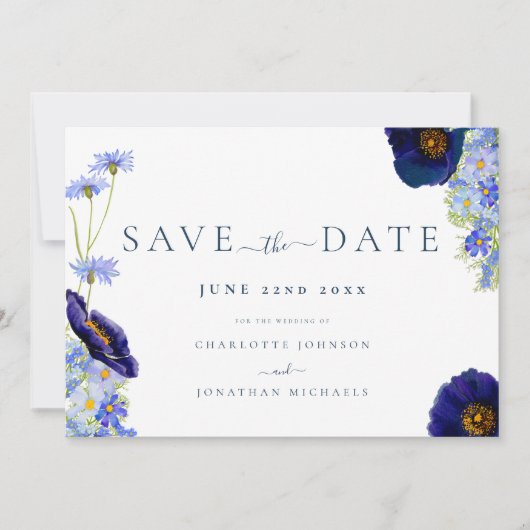 Modern Wildflower Wedding Save The Date (Voorkant)