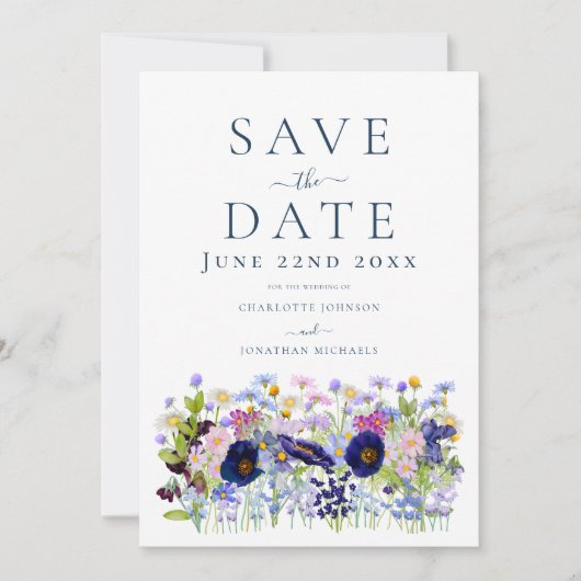 Modern Wildflower Wedding Save The Date (Voorkant)