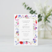 Modern Wildflower Wedding Uitnodiging Briefkaart (Staand voorkant)