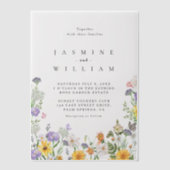 Modern Wildflower Wedding Vellum Uitnodigingen (Voorkant)