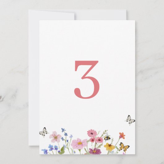 Modern Wildflower Young Wild Three 3rd Birthday Kaart (Achterkant)