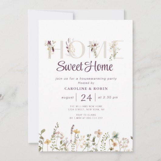Modern Wildflowers Housewarming Party Uitnodiging (Voorkant)