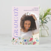 Modern Wildflowers Roze Afstuderen 2025 Boogfoto Aankondiging (Staand voorkant)