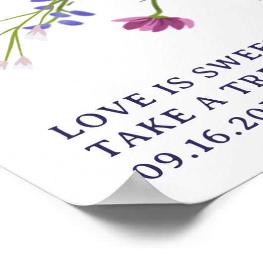 Modern wildflowers script 1e verjaardag welkom poster (Hoek)