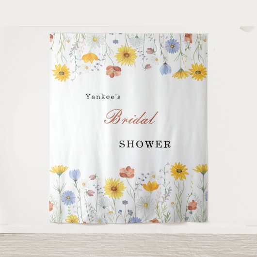 Modern wildflowers spring wedding Backdrop Decor Wandkleed (Voorkant)
