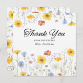 Modern wildflowers spring wedding bedankkaart (Voorkant / Achterkant)