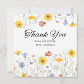 Modern wildflowers spring wedding bedankkaart (Voorkant)