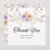 Modern wildflowers spring wedding bedankkaart (Voorkant / Achterkant)